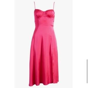 NWT - Astr Fuchsia Satin Midi Dress